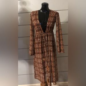 Vintage L.I.F.E love is for eternity cover up sheer top maxi duster cardigan